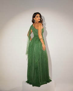 VESTIDO DE FESTA LONGO TULE COM BRILHO SAIA CASCATA ARIZONA na internet