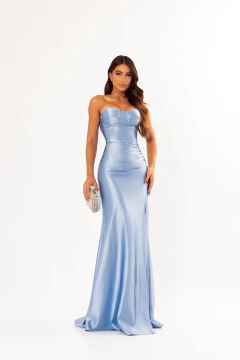 VESTIDO DE FESTA TENDÊNCIA FASHIONISTA TOMARA QUE CAIA COM FENDA SALAMANCA