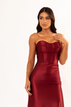 VESTIDO DE FESTA TENDÊNCIA FASHIONISTA TOMARA QUE CAIA COM FENDA SALAMANCA - Fábrica dos Vestidos