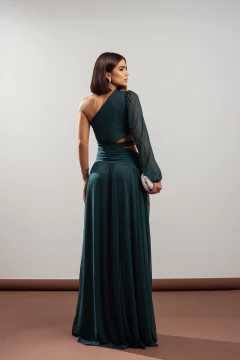 VESTIDO DE FESTA LONGO LISO ABERTURA LATERAL TENDÊNCIA MÁLAGA - comprar online