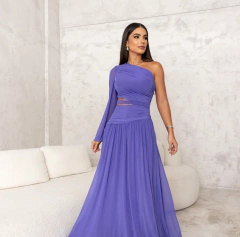 VESTIDO DE FESTA LONGO LISO ABERTURA LATERAL TENDÊNCIA MÁLAGA - Fábrica dos Vestidos