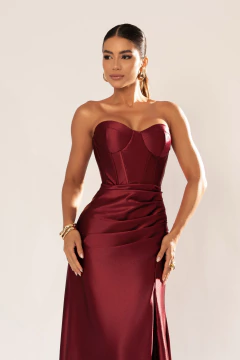 VESTIDO DE FESTA TENDÊNCIA FASHIONISTA TOMARA QUE CAIA COM FENDA SALAMANCA - comprar online