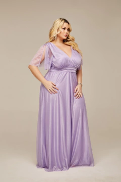 VESTIDO DE FESTA LONGO TULE COM BRILHO PLUS SIZE WINCHESTER - Fábrica dos Vestidos