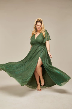 VESTIDO DE FESTA LONGO TULE COM BRILHO PLUS SIZE WINCHESTER