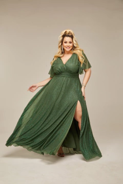 VESTIDO DE FESTA LONGO TULE COM BRILHO PLUS SIZE WINCHESTER - Fábrica dos Vestidos