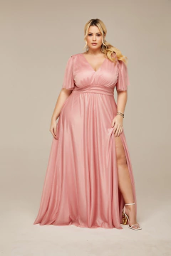 VESTIDO DE FESTA LONGO TULE COM BRILHO PLUS SIZE WINCHESTER