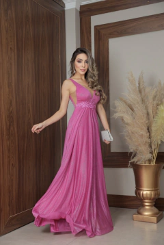 VESTIDO DE FESTA LONGO TULE COM GLITTER COM DECOTE CONTAGEM na internet
