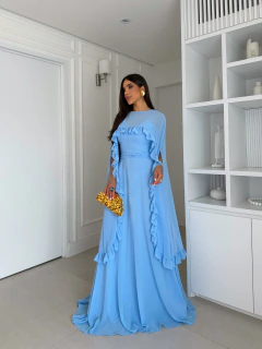 VESTIDO DE FESTA LONGO COM CAPA BABADO FASHIONISTA MENDOZA - comprar online