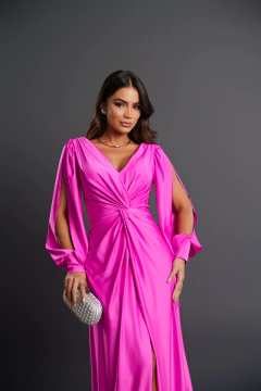 VESTIDO DE FESTA LONGO TENDÊNCIA FASHIONISTA MANGA LONGA MALÁUI