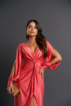 VESTIDO DE FESTA LONGO TENDÊNCIA FASHIONISTA MANGA LONGA MALÁUI - comprar online