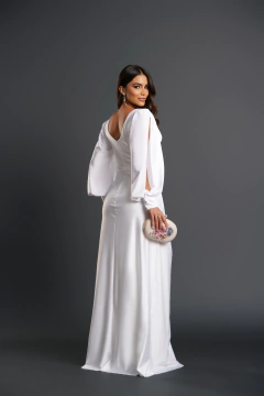 VESTIDO DE FESTA LONGO TENDÊNCIA FASHIONISTA MANGA LONGA MALÁUI - loja online