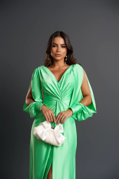 VESTIDO DE FESTA LONGO TENDÊNCIA FASHIONISTA MANGA LONGA MALÁUI - loja online