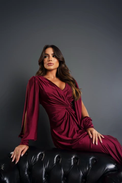 VESTIDO DE FESTA LONGO TENDÊNCIA FASHIONISTA MANGA LONGA MALÁUI - comprar online