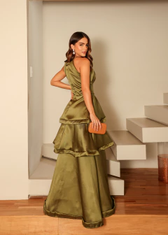 VESTIDO DE FESTA LONGO ACETINADO FASHIONISTA LANÇAMENTO ANDRADAS - Fábrica dos Vestidos