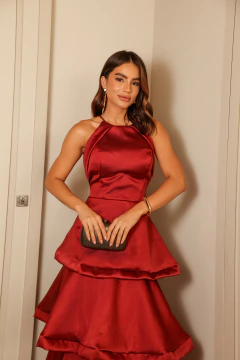 VESTIDO DE FESTA LONGO ACETINADO FASHIONISTA LANÇAMENTO ANDRADAS - loja online