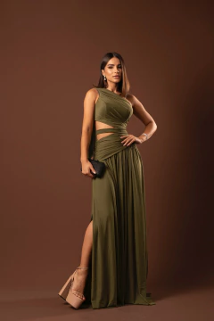 VESTIDO DE FESTA LONGO MICROTULE TENDÊNCIA COM FENDA LANÇAMENTO ANÁPOLIS