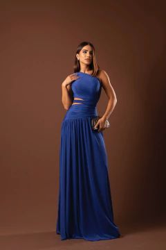 VESTIDO DE FESTA LONGO MICROTULE TENDÊNCIA COM FENDA LANÇAMENTO ANÁPOLIS - comprar online