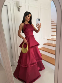 VESTIDO DE FESTA LONGO ACETINADO FASHIONISTA LANÇAMENTO ANDRADAS - Fábrica dos Vestidos