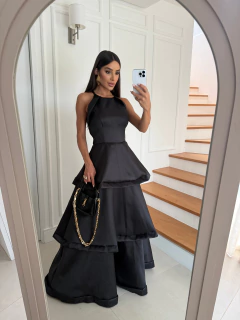VESTIDO DE FESTA LONGO ACETINADO FASHIONISTA LANÇAMENTO ANDRADAS - loja online