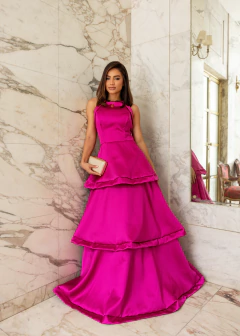 VESTIDO DE FESTA LONGO ACETINADO FASHIONISTA LANÇAMENTO ANDRADAS - comprar online