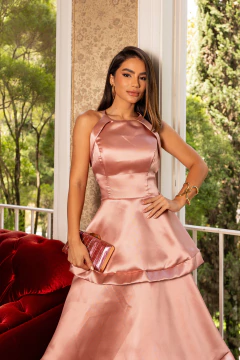 VESTIDO DE FESTA LONGO ACETINADO FASHIONISTA LANÇAMENTO ANDRADAS