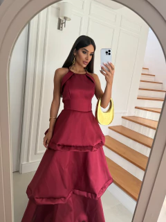 VESTIDO DE FESTA LONGO ACETINADO FASHIONISTA LANÇAMENTO ANDRADAS - loja online
