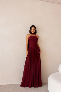 Imagem do VESTIDO DE FESTA LONGO FRANZIDO FASHIONISTA COM FENDA ROSEVILLE