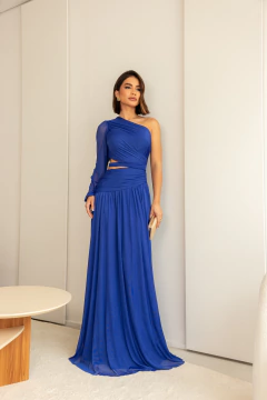 VESTIDO DE FESTA LONGO LISO ABERTURA LATERAL TENDÊNCIA MÁLAGA - comprar online