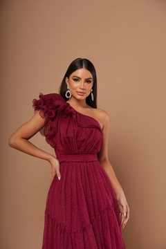 VESTIDO DE FESTA LONGO TULE COM BRILHO TENDÊNCIA FORTALEZA - loja online