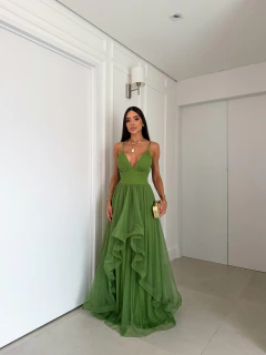 VESTIDO DE FESTA LONGO TULE DECOTE FASHIONISTA SAINT-TROPEZ