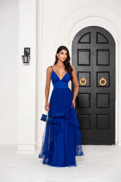 VESTIDO DE FESTA LONGO TULE DECOTE FASHIONISTA SAINT-TROPEZ - Fábrica dos Vestidos