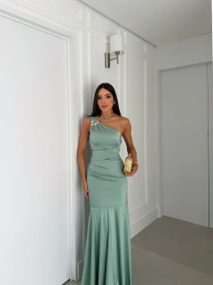 VESTIDO DE FESTA LONGO MALHA PRADA COM FENDA TENDÊNCIA NASSAU - comprar online