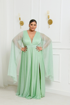 VESTIDO DE FESTA LONGO TULE COM BRILHO PLUS SIZE QUIOTO - Fábrica dos Vestidos