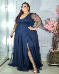 VESTIDO DE FESTA LONGO PLUS SIZE EM TULE CAMBOJA - loja online