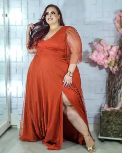 VESTIDO DE FESTA LONGO PLUS SIZE EM TULE CAMBOJA na internet