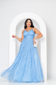 VESTIDO DE FESTA LONGO TULE SAIA CASCATA TENDÊNCIA ALBÂNIA - comprar online