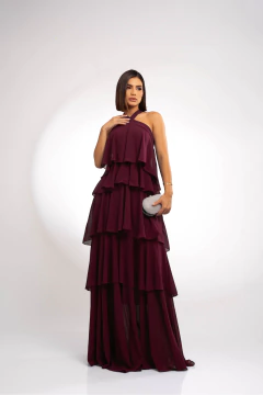VESTIDO DE FESTA LONGO FASHIONISTA SAIA EM CAMADAS TORONTO