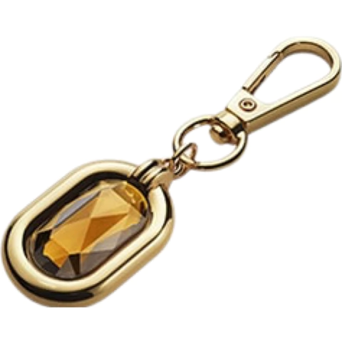 Chaveiro Million Gold Rabanne Key Ring Dourado com Cristal Âmbar