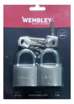 2 Candados Hermanados 40mm Acero Niquelado Wembley 7759 - comprar online