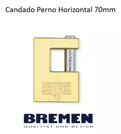 Candado Perno Horizontal 70mm De Bronce Bremen 7748 Color Dorado - comprar online