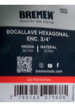 Tubo Bocallave Hexagonal 3/4 56mm Bremen Cr-v 7960 - Herramientas Dali