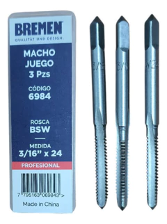 Set Juego Macho 3 Piezas Sae Bsw 3/16 X 24 Bremen 6984