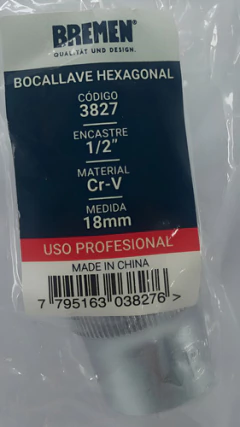 3827 Bocallave Tubo Bremen 18 Mm Enc 1/2 Hexagonal Corto en internet
