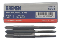 Set Juego Macho 3 Piezas Milimetrico M3 X 0.5 Bremen 6994