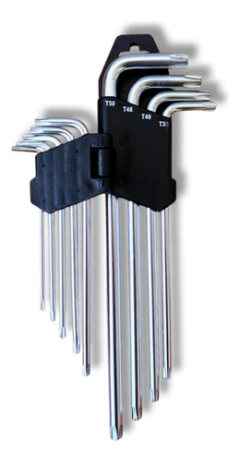 Juego 9 Llaves Largas Tamper Torx Estrella 5 Puntas Davidson en internet