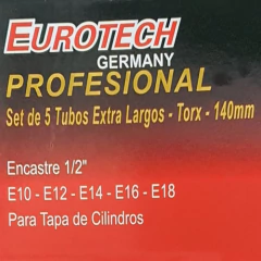 Set Juego 5 Tubos Torx Extra Largos 140mm Enc 1/2 Eurotech