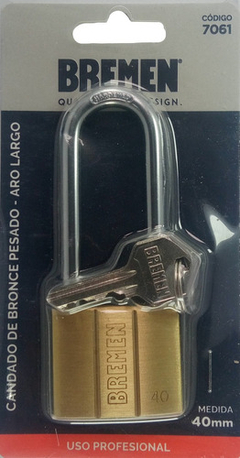 Candado De Bronce Aro Largo 40 Mm Bremen®7061 en internet