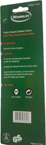 Pinza Seeger Seguer 7 Pulgadas Cerrar Curva Wembley 6434