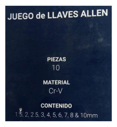 Juego Llave Allen Bremen En Milímetros De 1.5mm A 10mm 7342