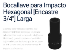 Imagen de Tubo Largo Bremen Hexagonal Encastre 3/4 Alto Impacto 17mm